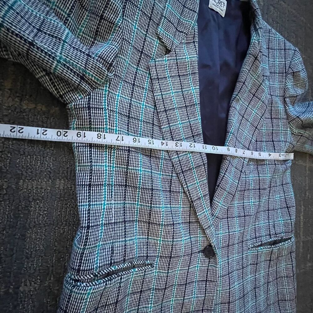 Koret Vintage Women’s Size 12 Plaid Single-Button Y2K Blazer Teal Black Jacket - Picture 6 of 8
